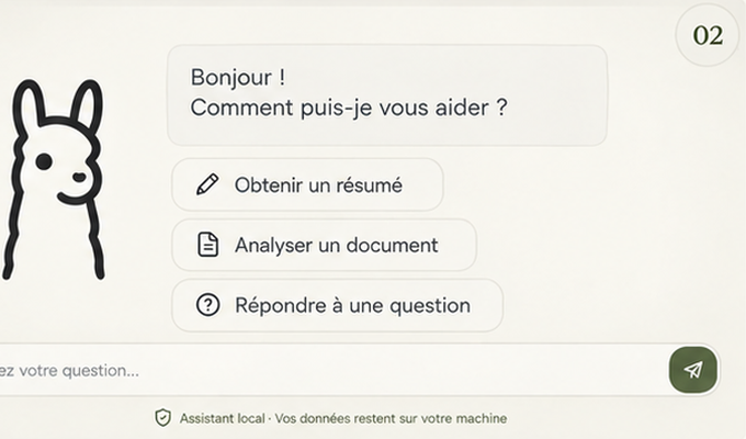 Interface d’un assistant RAG local avec une réponse documentaire sourcée