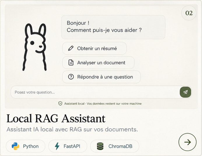 Interface d’un assistant RAG local avec une réponse documentaire sourcée