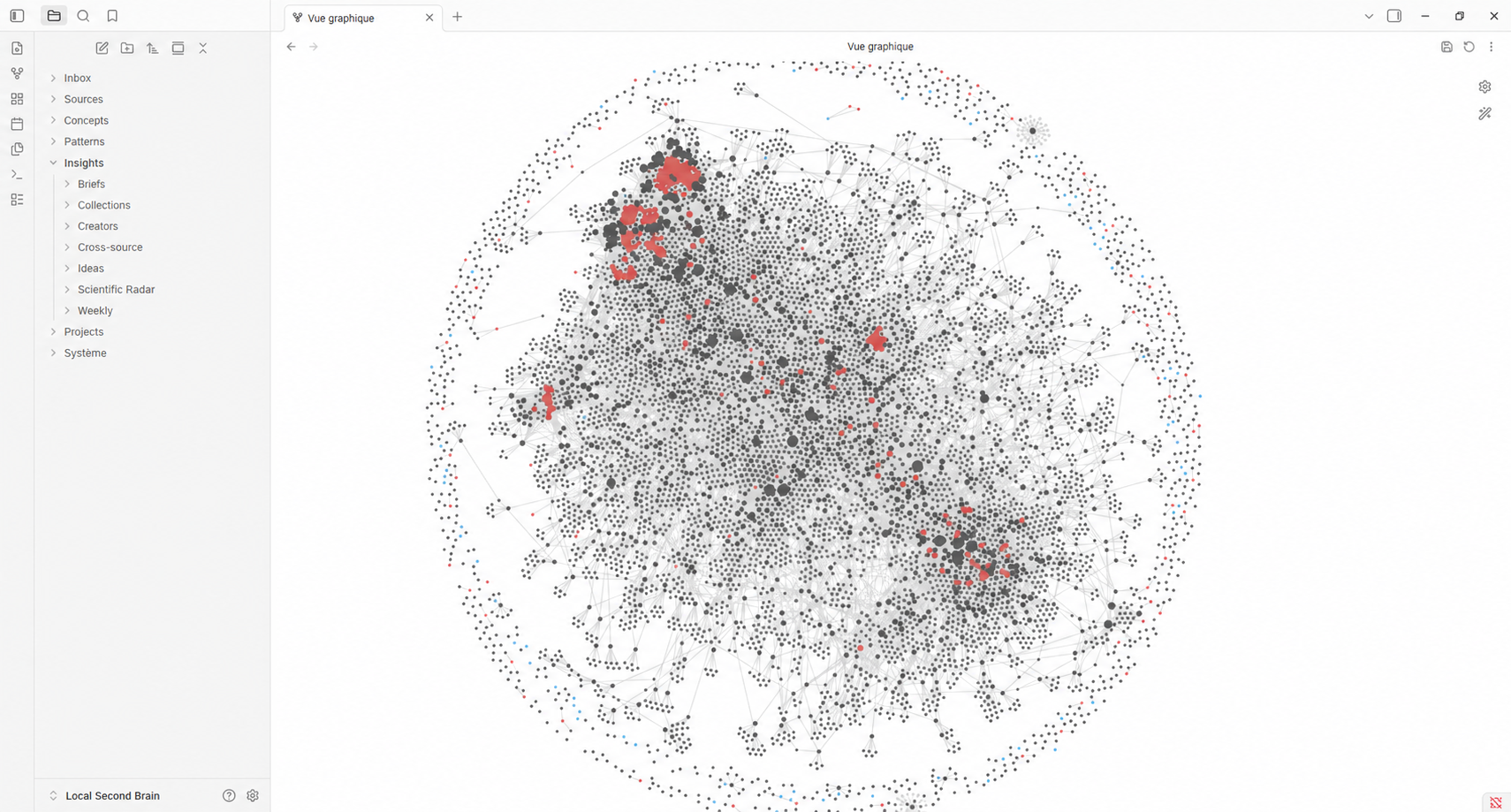 Graphe anonymisé d’un système de connaissances local dans Obsidian